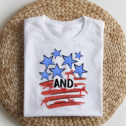 DTF T-Shirt Transfer | Ready to Press | DIY Heat Transfer for Clothing, Hoodies, Sweatshirt | Stars and stipes DTF100836