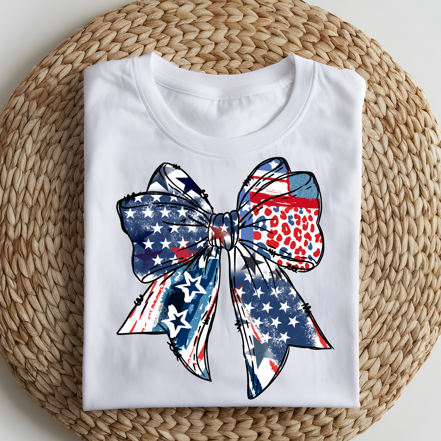 DTF T-Shirt Transfer | Ready to Press | DIY Heat Transfer for Clothing, Hoodies, Sweatshirt | American Bow DTF100834