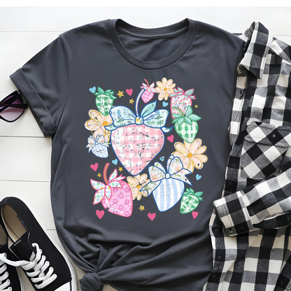 DTF T-Shirt Transfer | Ready to Press | DIY Heat Transfer for Clothing, Hoodies, Sweatshirt | Strawberries DTF100827