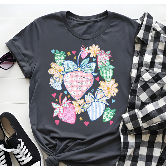 DTF T-Shirt Transfer | Ready to Press | DIY Heat Transfer for Clothing, Hoodies, Sweatshirt | Strawberries DTF100827