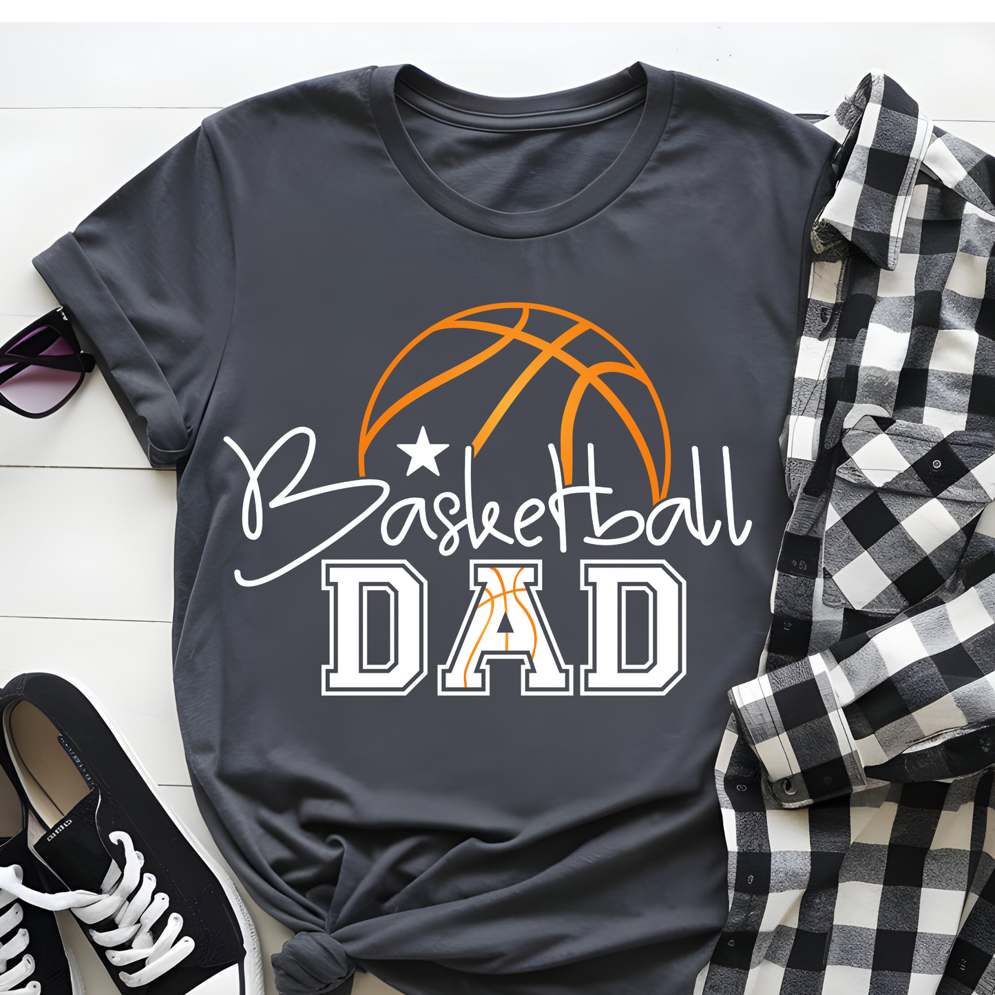 DTF T-Shirt Transfer | Ready to Press | DIY Heat Transfer for Clothing, Hoodies, Sweatshirt | Basketball Dad DTF100926