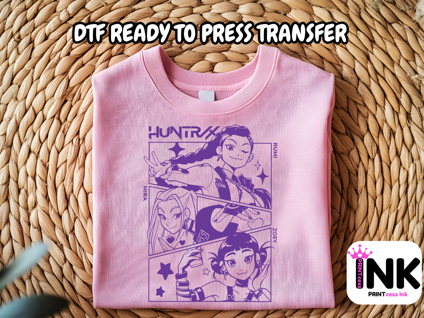 Huntrix DTF100999 | DTF T-Shirt Transfer | Ready to Press | DIY Heat Transfer for Clothing, Hoodies, Sweatshirt