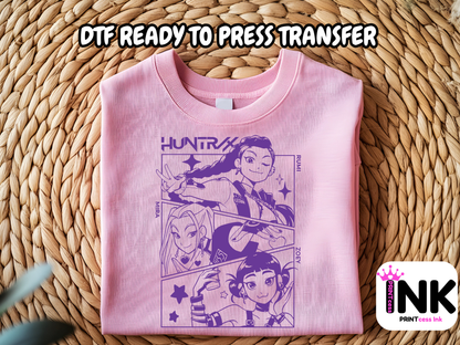Huntrix DTF100999 | DTF T-Shirt Transfer | Ready to Press | DIY Heat Transfer for Clothing, Hoodies, Sweatshirt