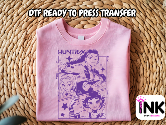 Huntrix DTF100999 | DTF T-Shirt Transfer | Ready to Press | DIY Heat Transfer for Clothing, Hoodies, Sweatshirt