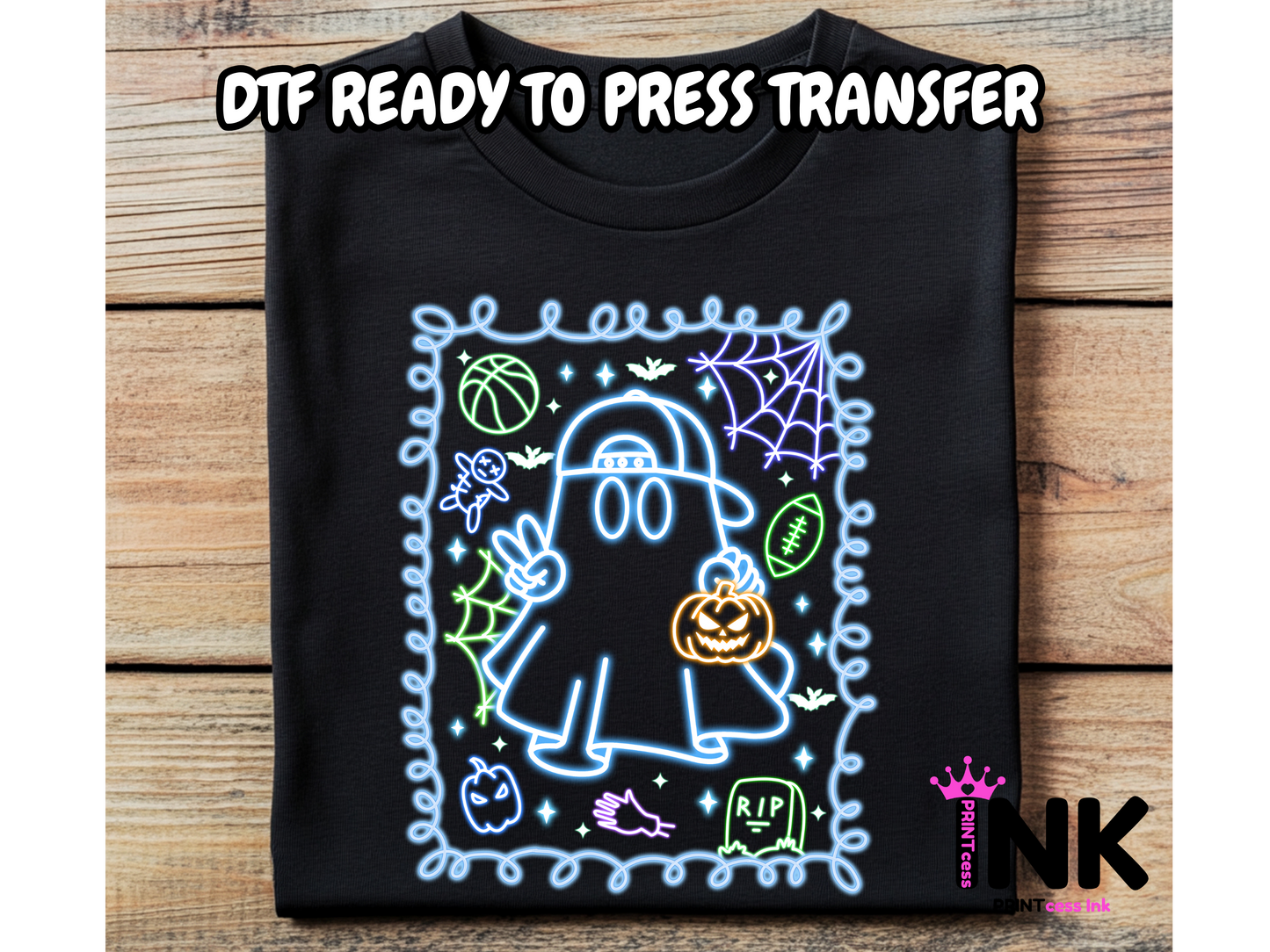 Neon ghost DTF100994 | DTF T-Shirt Transfer | Ready to Press | DIY Heat Transfer for Clothing, Hoodies, Sweatshirt