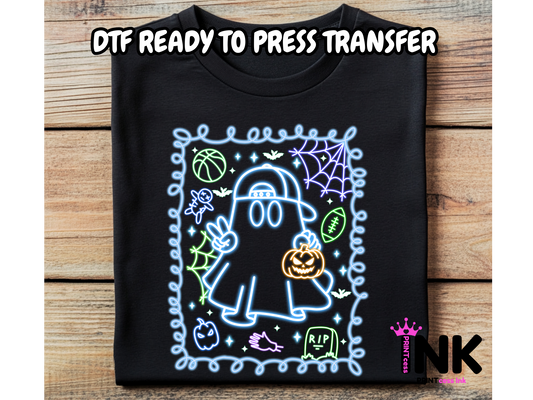 Neon ghost DTF100994 | DTF T-Shirt Transfer | Ready to Press | DIY Heat Transfer for Clothing, Hoodies, Sweatshirt