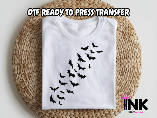 Halloween Bats DTF100977 | DTF T-Shirt Transfer | Ready to Press | DIY Heat Transfer for Clothing, Hoodies, Sweatshirt