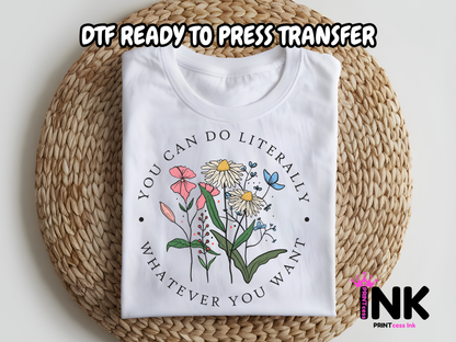 Vintage Flowers DTF100983 | DTF T-Shirt Transfer | Ready to Press | DIY Heat Transfer for Clothing, Hoodies, Sweatshirt