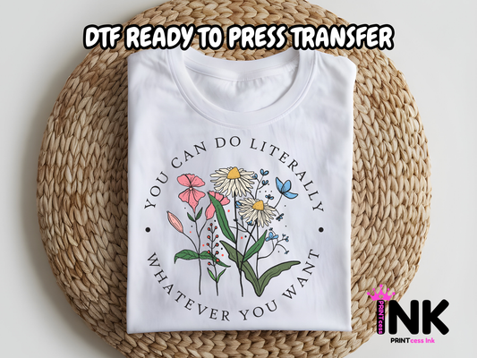 Vintage Flowers DTF100983 | DTF T-Shirt Transfer | Ready to Press | DIY Heat Transfer for Clothing, Hoodies, Sweatshirt