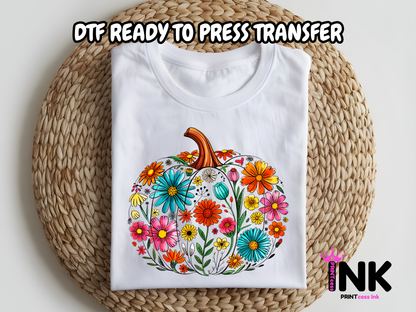 Fall pumpkin DTF100989 | DTF T-Shirt Transfer | Ready to Press | DIY Heat Transfer for Clothing, Hoodies, Sweatshirt