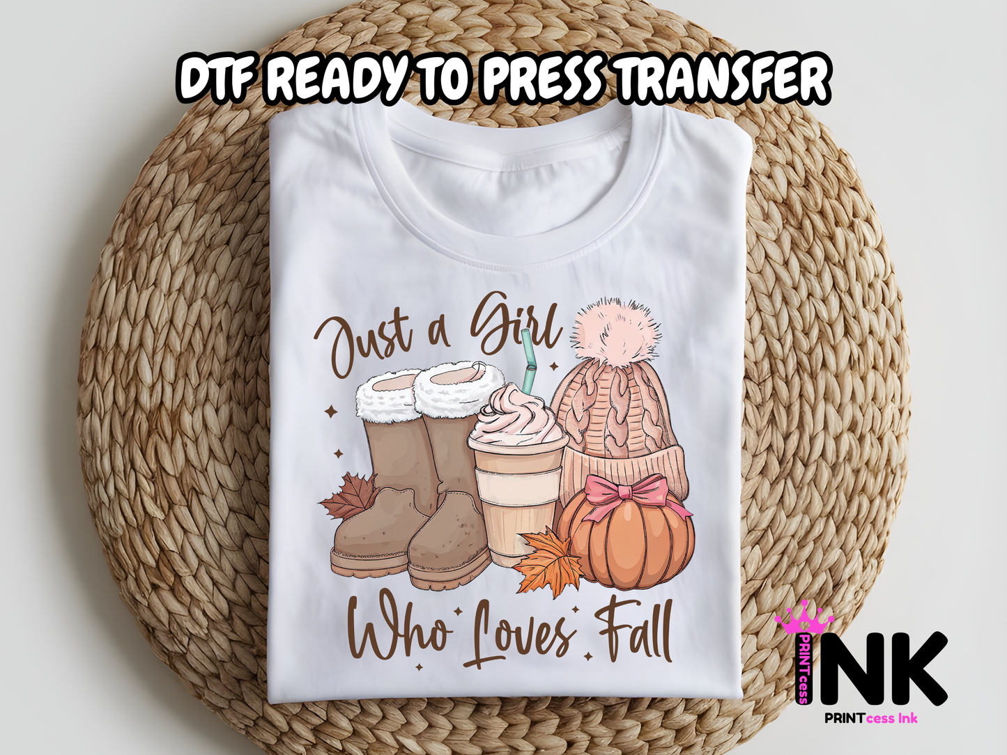 Girl who loves Fall DTF100988 | DTF T-Shirt Transfer | Ready to Press | DIY Heat Transfer for Clothing, Hoodies, Sweatshirt