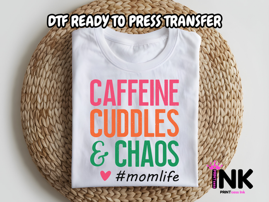 Mom Life DTF101312| DTF T-Shirt Transfer | Ready to Press | DIY Heat Transfer for Clothing, Hoodies, Sweatshirt