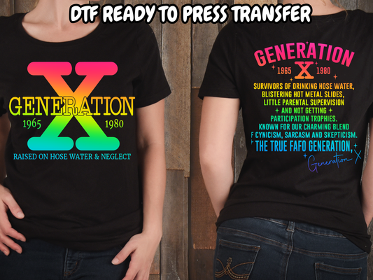 Gen X DTF101331| DTF T-Shirt Transfer | Ready to Press | DIY Heat Transfer for Clothing, Hoodies, Sweatshirt