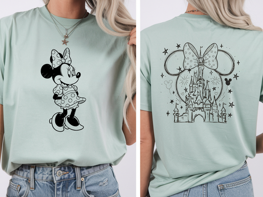 Minnie Mouse Front and Back DTF101599 DTF T-Shirt Transfer | Ready to Press | DIY Heat Transfer for Clothing, Hoodies, Sweatshirt