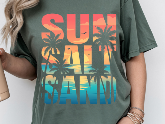 Sun salt sand DTF101424 DTF T-Shirt Transfer | Ready to Press | DIY Heat Transfer for Clothing, Hoodies, Sweatshirt