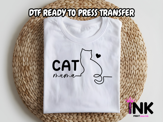 Cat Mom DTF101280| DTF T-Shirt Transfer | Ready to Press | DIY Heat Transfer for Clothing, Hoodies, Sweatshirt