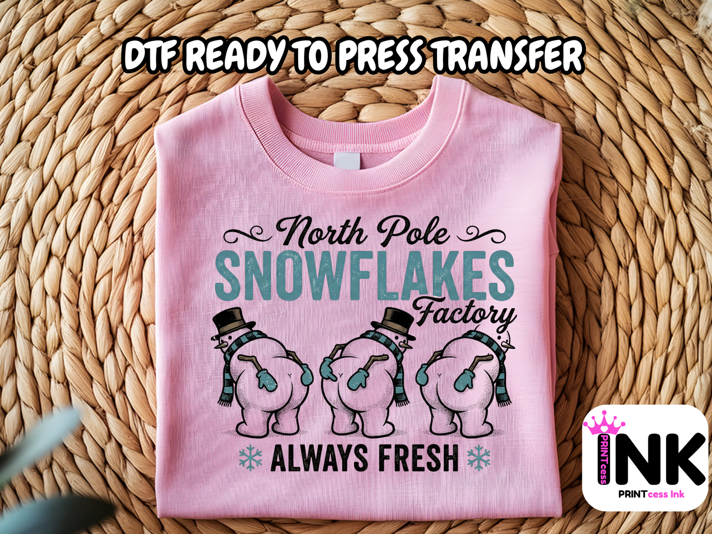 Snow Flakes DTF101215| DTF T-Shirt Transfer | Ready to Press | DIY Heat Transfer for Clothing, Hoodies, Sweatshirt