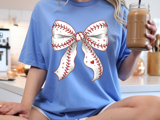 Baseball bow DTF101515 DTF T-Shirt Transfer | Ready to Press | DIY Heat Transfer for Clothing, Hoodies, Sweatshirt