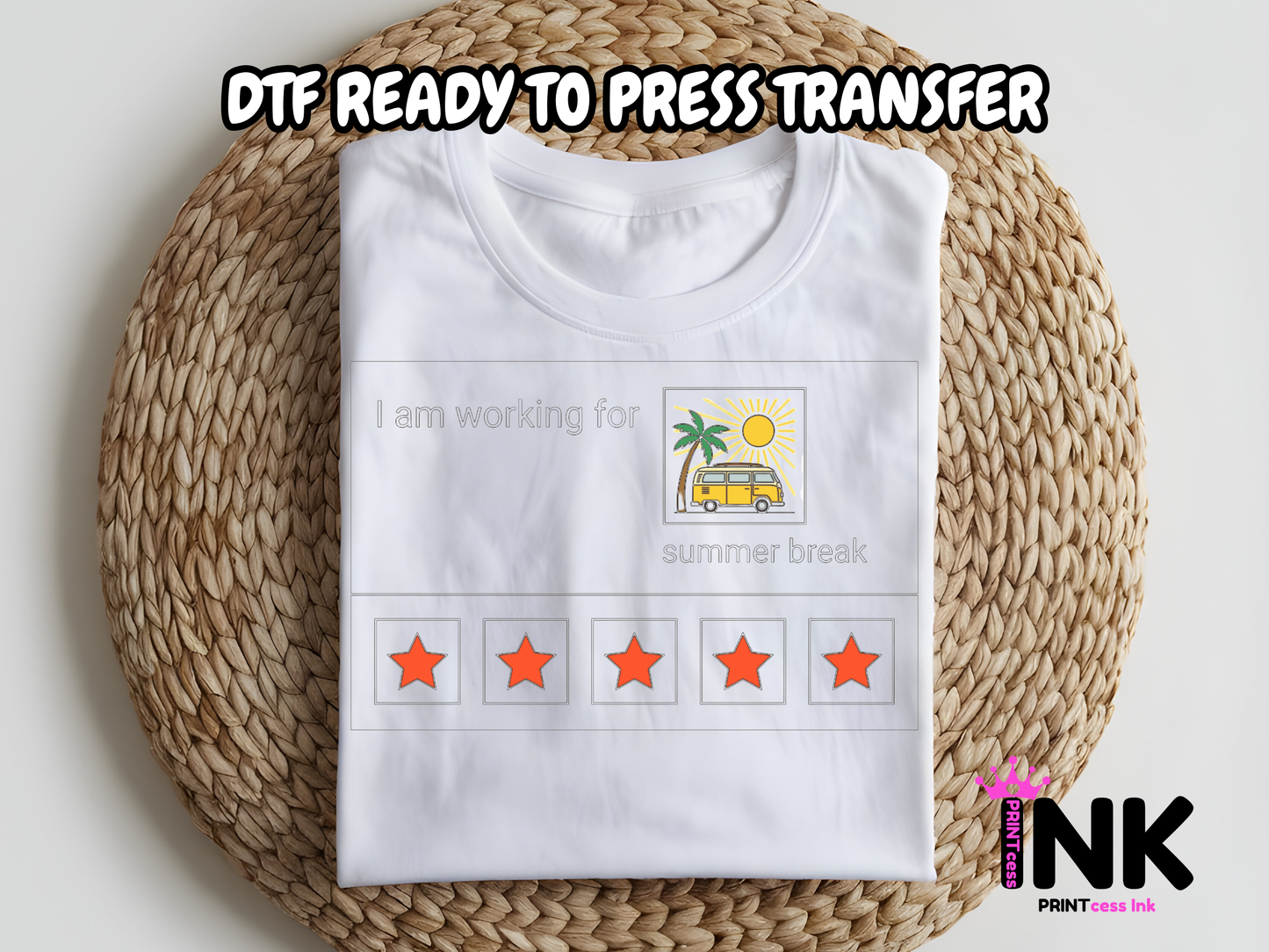 Working for Summer -DTF101600  T-Shirt Transfer | Ready to Press | DIY Heat Transfer for Clothing, Hoodies, Sweatshirt