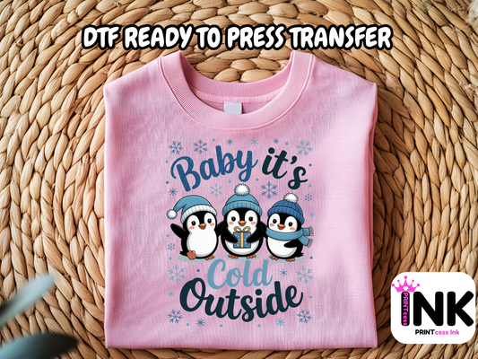 Cold outside DTF101212| DTF T-Shirt Transfer | Ready to Press | DIY Heat Transfer for Clothing, Hoodies, Sweatshirt