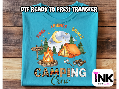 Camping DTF101391| DTF T-Shirt Transfer | Ready to Press | DIY Heat Transfer for Clothing, Hoodies, Sweatshirt