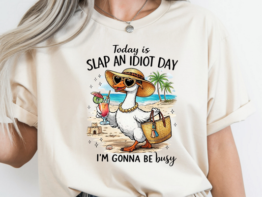 Slap and idiot DTF101426 DTF T-Shirt Transfer | Ready to Press | DIY Heat Transfer for Clothing, Hoodies, Sweatshirt