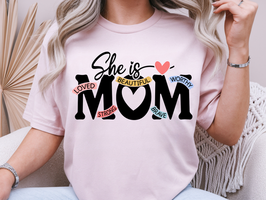 She is mom DTF101457 DTF T-Shirt Transfer | Ready to Press | DIY Heat Transfer for Clothing, Hoodies, Sweatshirt
