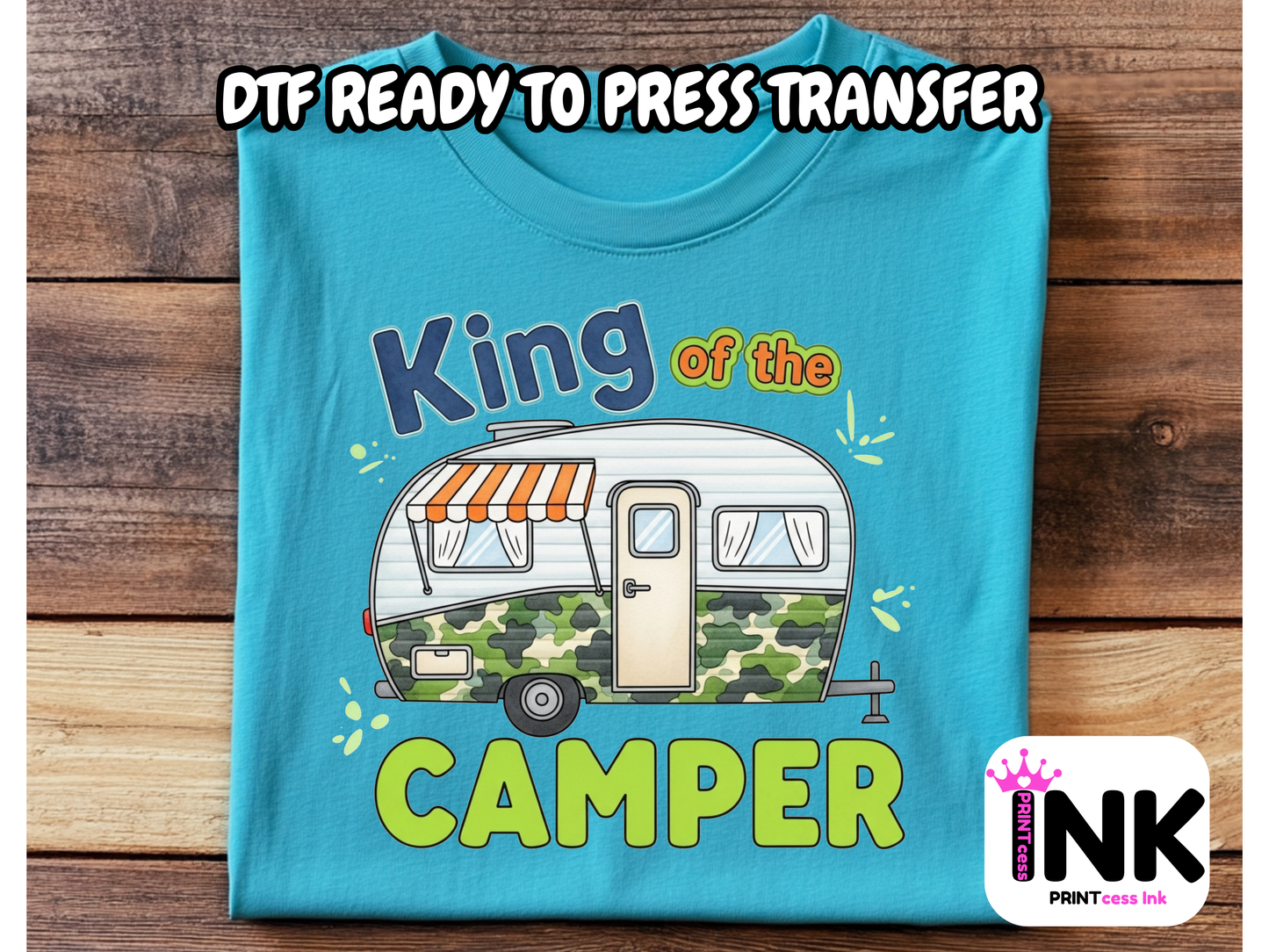 Camping DTF101386| DTF T-Shirt Transfer | Ready to Press | DIY Heat Transfer for Clothing, Hoodies, Sweatshirt