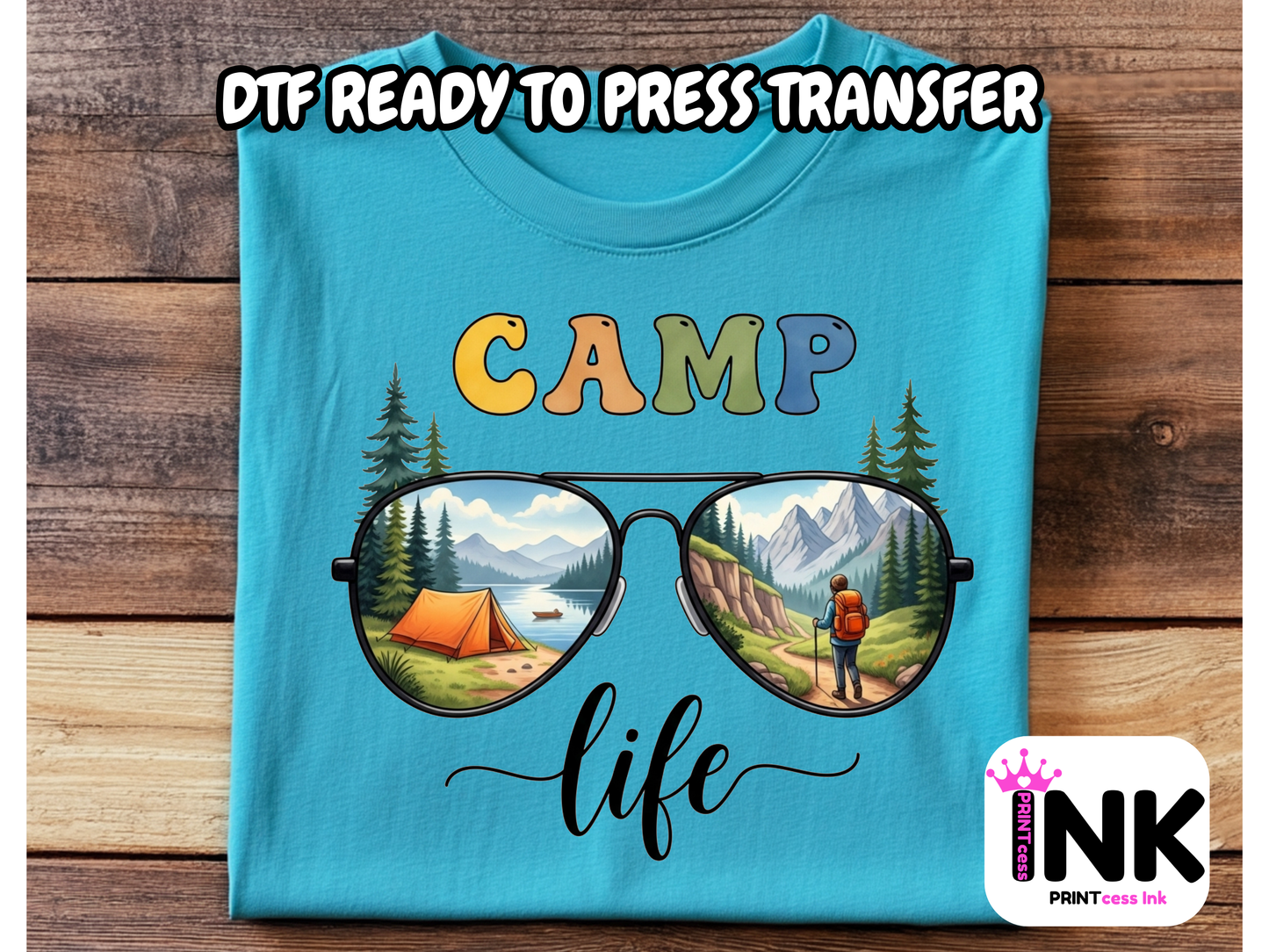 Camping DTF101385| DTF T-Shirt Transfer | Ready to Press | DIY Heat Transfer for Clothing, Hoodies, Sweatshirt