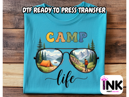 Camping DTF101385| DTF T-Shirt Transfer | Ready to Press | DIY Heat Transfer for Clothing, Hoodies, Sweatshirt