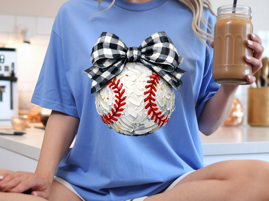 Baseball bow DTF101523 DTF T-Shirt Transfer | Ready to Press | DIY Heat Transfer for Clothing, Hoodies, Sweatshirt