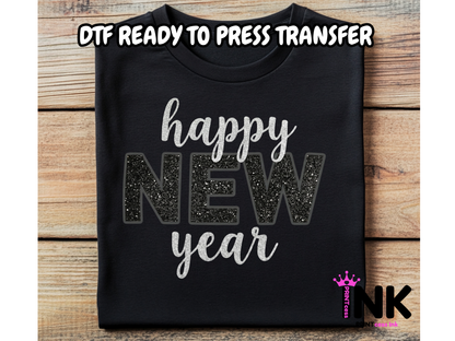 Happy new year DTF101209| DTF T-Shirt Transfer | Ready to Press | DIY Heat Transfer for Clothing, Hoodies, Sweatshirt