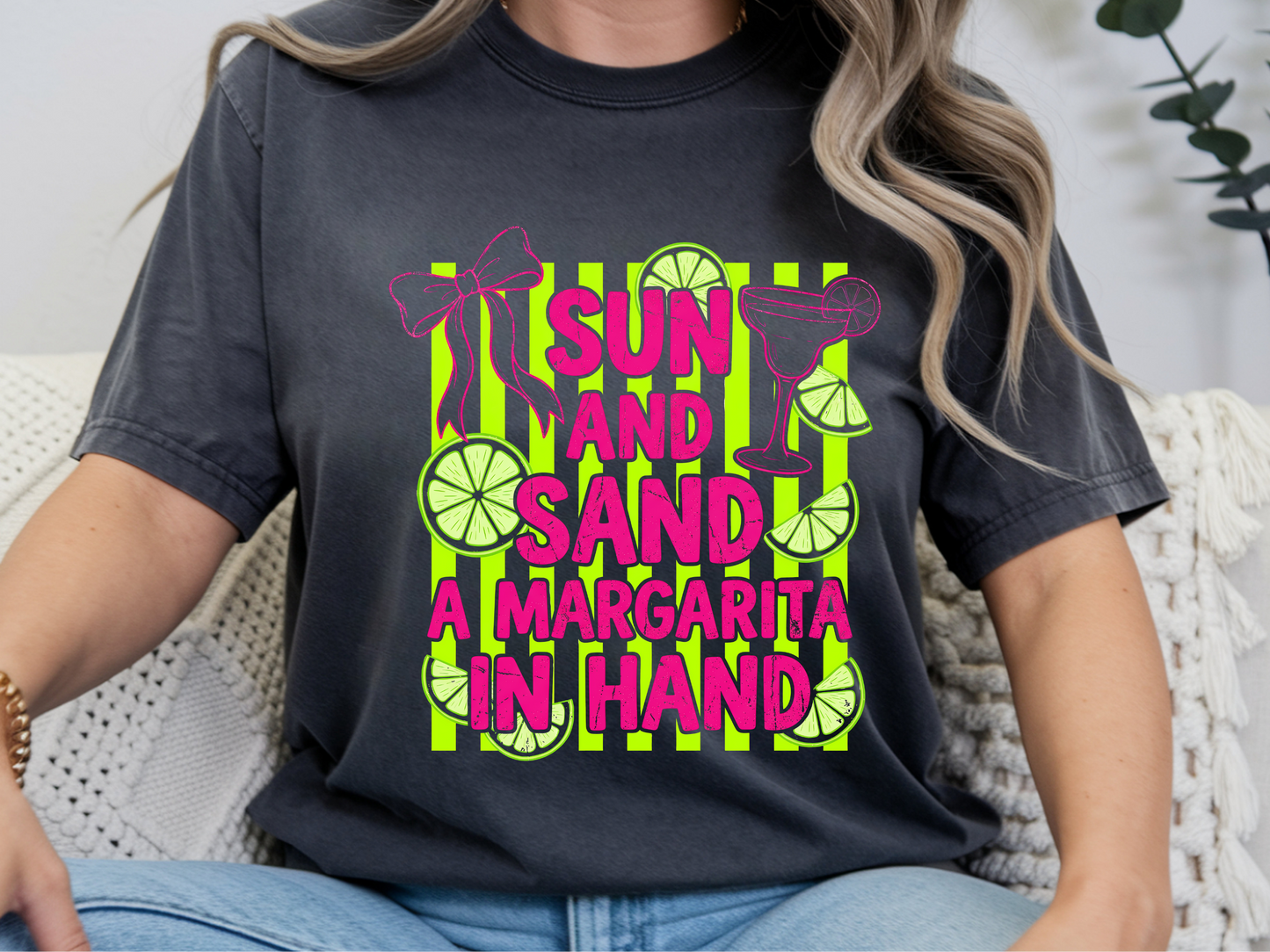 Sun and sand DTF101441 DTF T-Shirt Transfer | Ready to Press | DIY Heat Transfer for Clothing, Hoodies, Sweatshirt