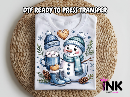 Snowman DTF101138| DTF T-Shirt Transfer | Ready to Press | DIY Heat Transfer for Clothing, Hoodies, Sweatshirt