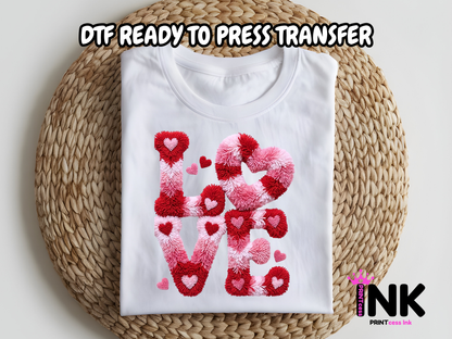 Love DTF101234| DTF T-Shirt Transfer | Ready to Press | DIY Heat Transfer for Clothing, Hoodies, Sweatshirt