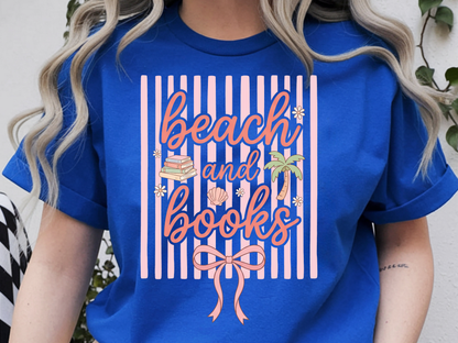 Beach and books DTF101434 DTF T-Shirt Transfer | Ready to Press | DIY Heat Transfer for Clothing, Hoodies, Sweatshirt