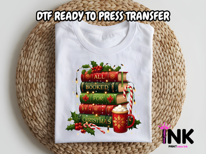 Christmas Books DTF101187| DTF T-Shirt Transfer | Ready to Press | DIY Heat Transfer for Clothing, Hoodies, Sweatshirt