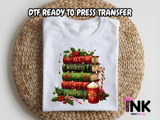 Christmas Books DTF101187| DTF T-Shirt Transfer | Ready to Press | DIY Heat Transfer for Clothing, Hoodies, Sweatshirt