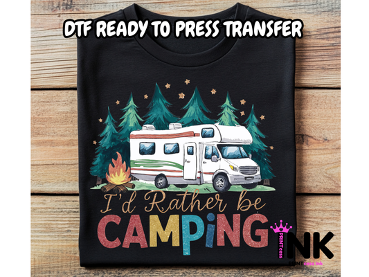 Camping DTF101375| DTF T-Shirt Transfer | Ready to Press | DIY Heat Transfer for Clothing, Hoodies, Sweatshirt