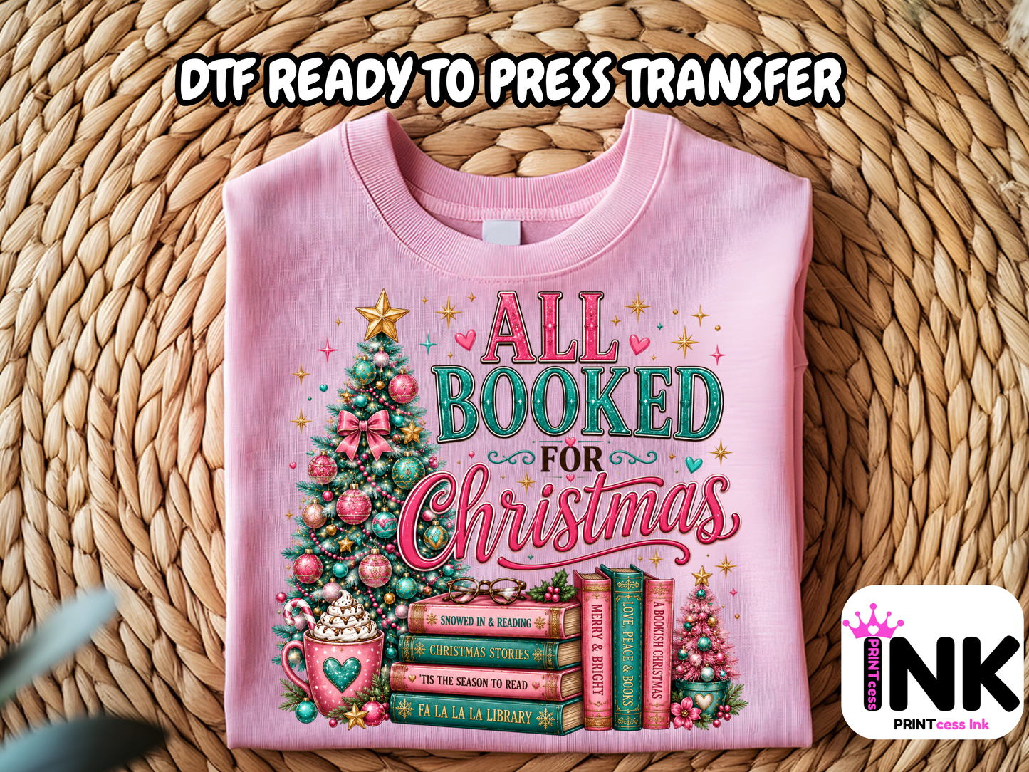 Christmas Books -  DTF101759- T-Shirt Transfer | Ready to Press | DIY Heat Transfer for Clothing, Hoodies, Sweatshirt