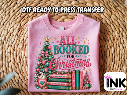 Christmas Books -  DTF101759- T-Shirt Transfer | Ready to Press | DIY Heat Transfer for Clothing, Hoodies, Sweatshirt