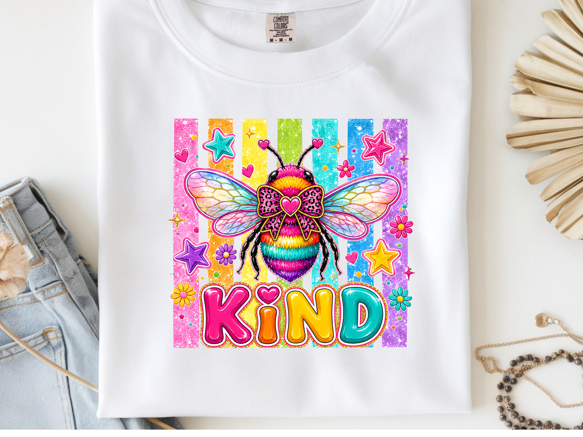 Bee kind-  DTF101890- DTF T-Shirt Transfer | Ready to Press | DIY Heat Transfer for Clothing, Hoodies, Sweatshirt