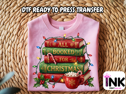 Christmas Books -  DTF101758- T-Shirt Transfer | Ready to Press | DIY Heat Transfer for Clothing, Hoodies, Sweatshirt