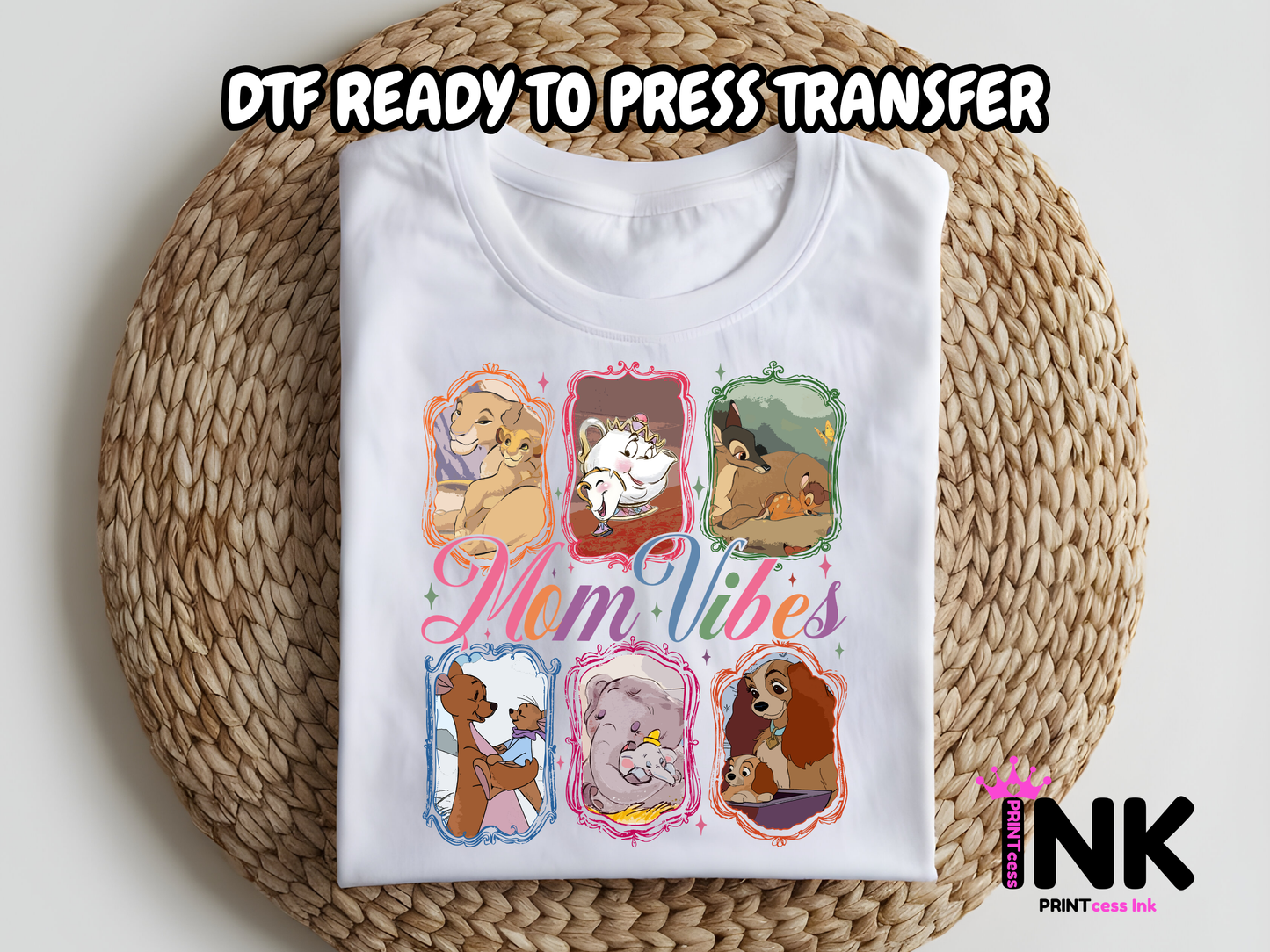 Mom vibes -DTF101603  T-Shirt Transfer | Ready to Press | DIY Heat Transfer for Clothing, Hoodies, Sweatshirt