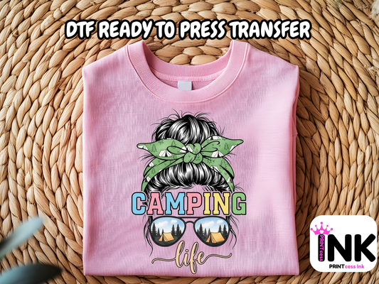 Camping DTF101406 DTF T-Shirt Transfer | Ready to Press | DIY Heat Transfer for Clothing, Hoodies, Sweatshirt