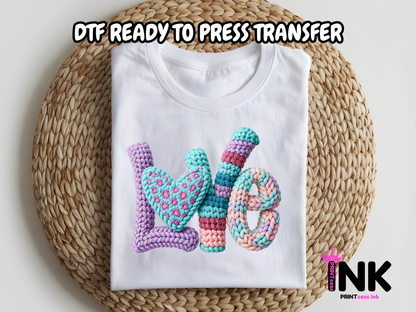 Love DTF101235| DTF T-Shirt Transfer | Ready to Press | DIY Heat Transfer for Clothing, Hoodies, Sweatshirt