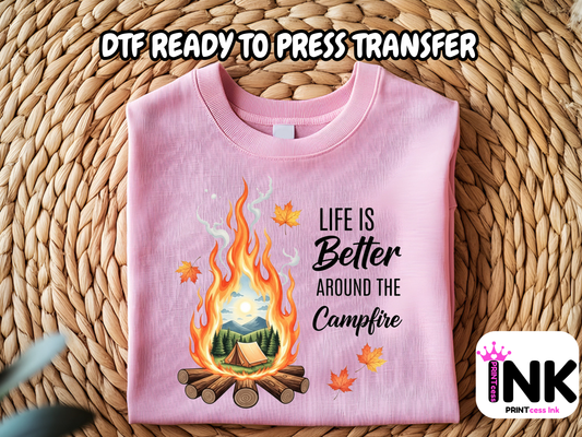 Camping DTF101417 DTF T-Shirt Transfer | Ready to Press | DIY Heat Transfer for Clothing, Hoodies, Sweatshirt