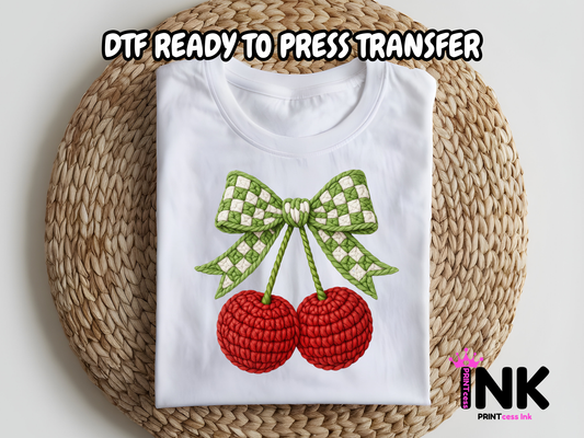 Heart Cherries DTF101231| DTF T-Shirt Transfer | Ready to Press | DIY Heat Transfer for Clothing, Hoodies, Sweatshirt