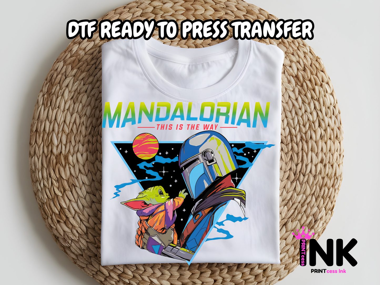 Mandalorian -DTF101605  T-Shirt Transfer | Ready to Press | DIY Heat Transfer for Clothing, Hoodies, Sweatshirt