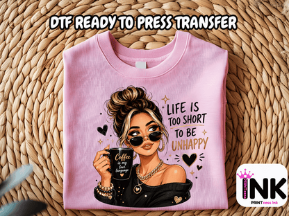 Life is short -  DTF101774- T-Shirt Transfer | Ready to Press | DIY Heat Transfer for Clothing, Hoodies, Sweatshirt